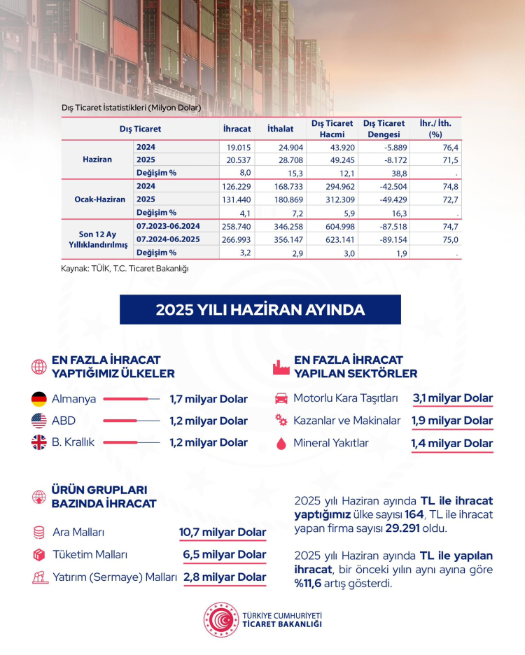 Türkiye'nin Dış Ticaret Açığı Haziran'da 10,4 Milyar Dolara Ulaştı